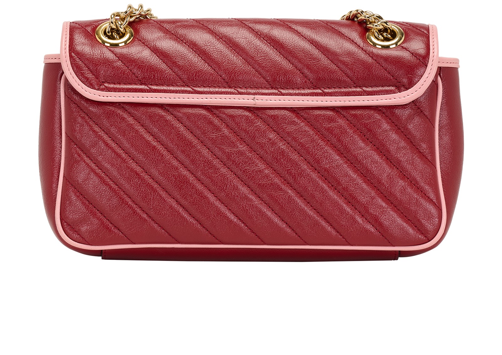 Small GG Marmont Shoulder Bag, &pound;750, Handbags, Pink/Red, Leather, Back view